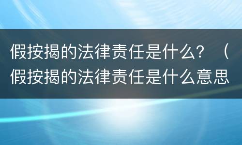 假按揭的法律责任是什么？（假按揭的法律责任是什么意思）