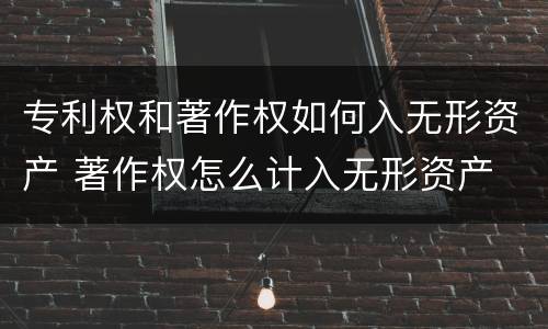 专利权和著作权如何入无形资产 著作权怎么计入无形资产