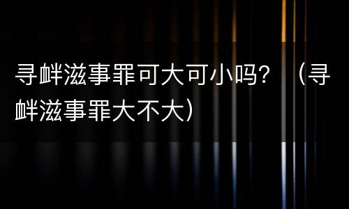 寻衅滋事罪可大可小吗？（寻衅滋事罪大不大）