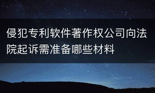 侵犯专利软件著作权公司向法院起诉需准备哪些材料