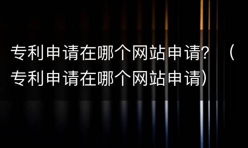 专利申请在哪个网站申请？（专利申请在哪个网站申请）