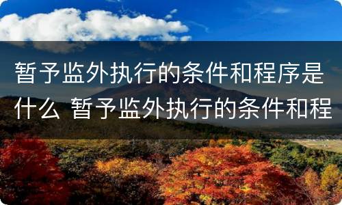 暂予监外执行的条件和程序是什么 暂予监外执行的条件和程序是什么呢