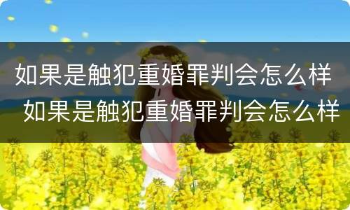 如果是触犯重婚罪判会怎么样 如果是触犯重婚罪判会怎么样呢