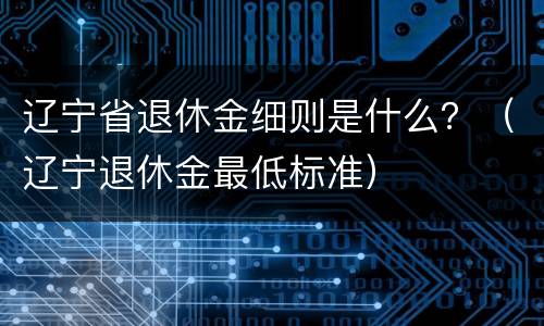 辽宁省退休金细则是什么？（辽宁退休金最低标准）