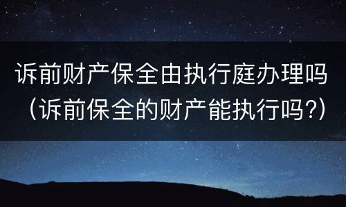 诉前财产保全由执行庭办理吗（诉前保全的财产能执行吗?）