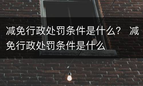 减免行政处罚条件是什么？ 减免行政处罚条件是什么