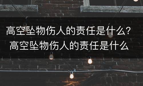 高空坠物伤人的责任是什么？ 高空坠物伤人的责任是什么