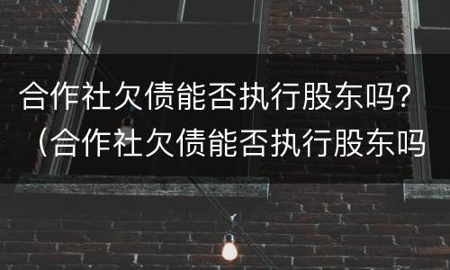 合作社欠债能否执行股东吗？（合作社欠债能否执行股东吗怎么查）