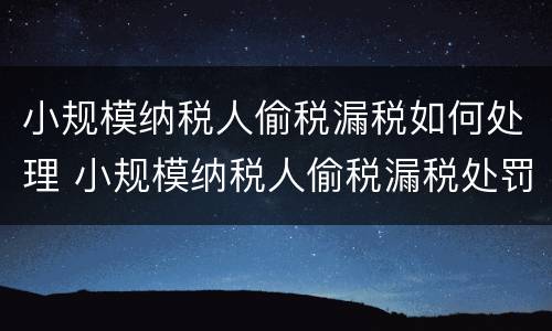 小规模纳税人偷税漏税如何处理 小规模纳税人偷税漏税处罚标准