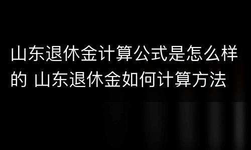 山东退休金计算公式是怎么样的 山东退休金如何计算方法