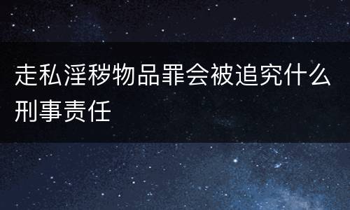 走私淫秽物品罪会被追究什么刑事责任