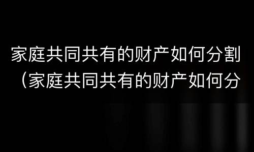 家庭共同共有的财产如何分割（家庭共同共有的财产如何分割出来）