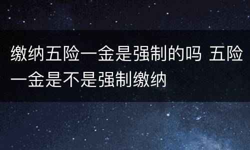 缴纳五险一金是强制的吗 五险一金是不是强制缴纳