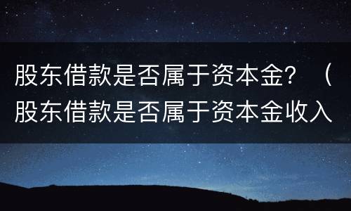 股东借款是否属于资本金？（股东借款是否属于资本金收入）