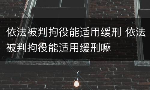 依法被判拘役能适用缓刑 依法被判拘役能适用缓刑嘛