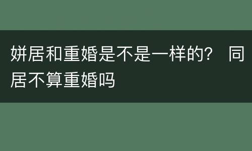 姘居和重婚是不是一样的？ 同居不算重婚吗