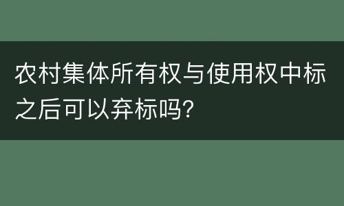 农村集体所有权与使用权中标之后可以弃标吗？