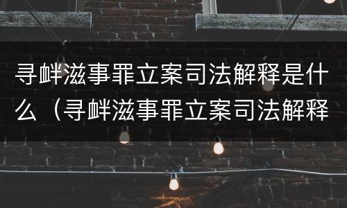 寻衅滋事罪立案司法解释是什么（寻衅滋事罪立案司法解释是什么意思）