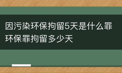 因污染环保拘留5天是什么罪 环保罪拘留多少天