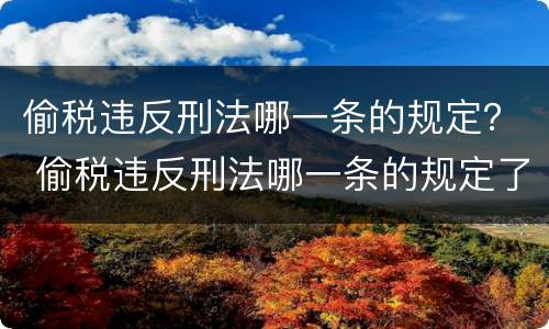 偷税违反刑法哪一条的规定？ 偷税违反刑法哪一条的规定了