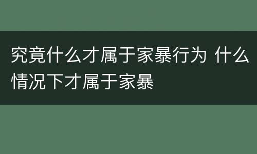 究竟什么才属于家暴行为 什么情况下才属于家暴