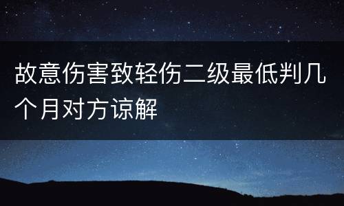 故意伤害致轻伤二级最低判几个月对方谅解