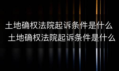 土地确权法院起诉条件是什么 土地确权法院起诉条件是什么样的