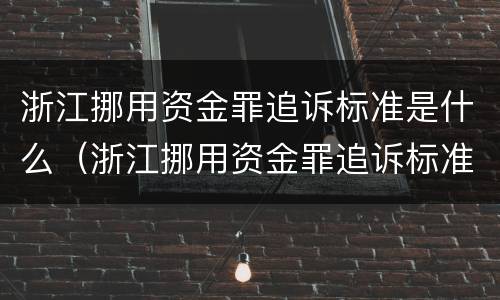 浙江挪用资金罪追诉标准是什么（浙江挪用资金罪追诉标准是什么意思）