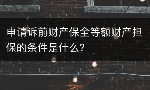 申请诉前财产保全等额财产担保的条件是什么？