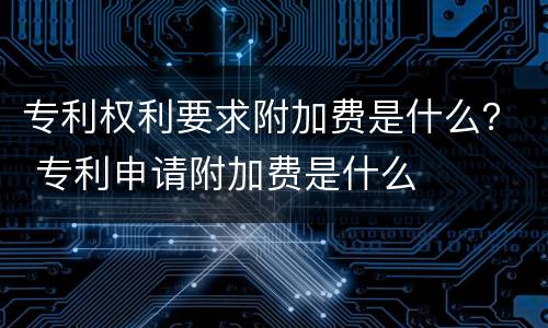 专利权利要求附加费是什么？ 专利申请附加费是什么