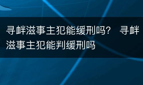 寻衅滋事主犯能缓刑吗？ 寻衅滋事主犯能判缓刑吗