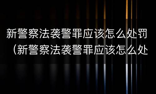 新警察法袭警罪应该怎么处罚（新警察法袭警罪应该怎么处罚他）