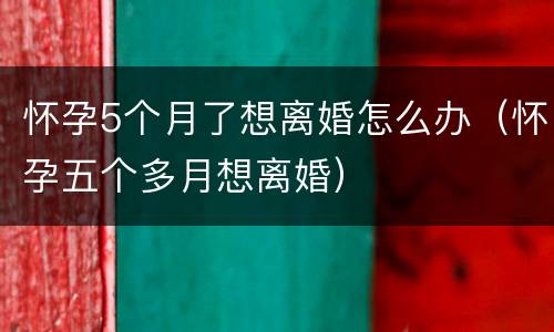 怀孕5个月了想离婚怎么办（怀孕五个多月想离婚）