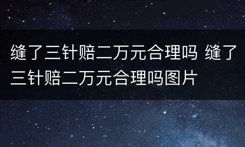 缝了三针赔二万元合理吗 缝了三针赔二万元合理吗图片