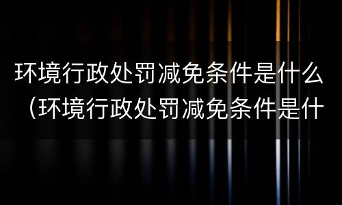 环境行政处罚减免条件是什么（环境行政处罚减免条件是什么意思）