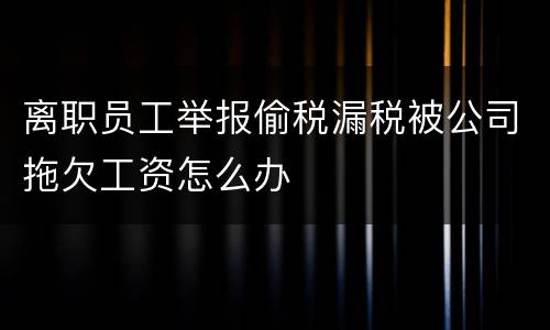 离职员工举报偷税漏税被公司拖欠工资怎么办