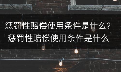 惩罚性赔偿使用条件是什么？ 惩罚性赔偿使用条件是什么