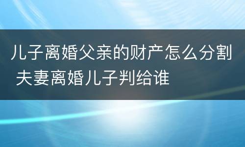 儿子离婚父亲的财产怎么分割 夫妻离婚儿子判给谁