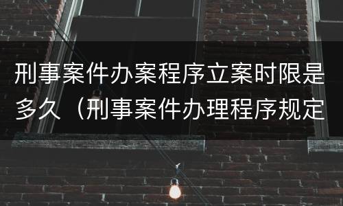 刑事案件办案程序立案时限是多久（刑事案件办理程序规定 立案）