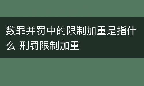 数罪并罚中的限制加重是指什么 刑罚限制加重