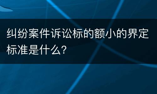 纠纷案件诉讼标的额小的界定标准是什么？