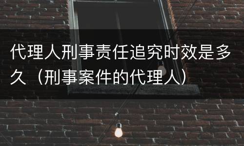 代理人刑事责任追究时效是多久（刑事案件的代理人）