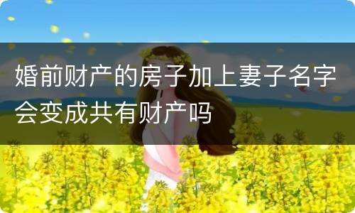 婚前财产的房子加上妻子名字会变成共有财产吗