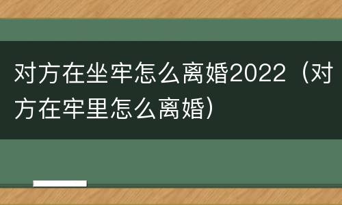 对方在坐牢怎么离婚2022（对方在牢里怎么离婚）