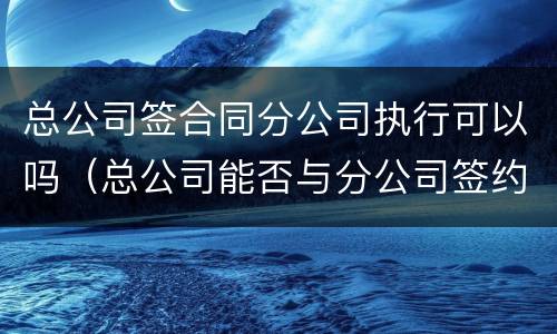 总公司签合同分公司执行可以吗（总公司能否与分公司签约）