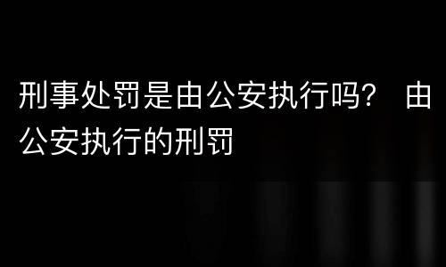 刑事处罚是由公安执行吗？ 由公安执行的刑罚