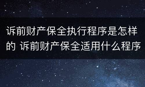 诉前财产保全执行程序是怎样的 诉前财产保全适用什么程序