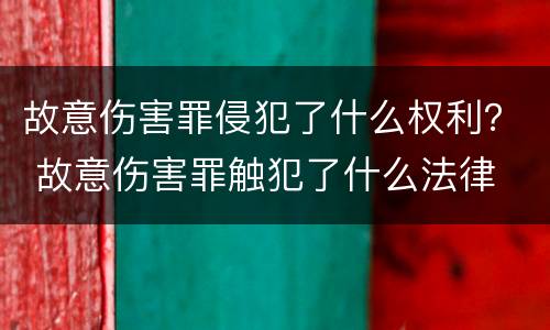 故意伤害罪侵犯了什么权利？ 故意伤害罪触犯了什么法律