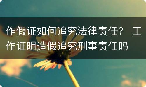 作假证如何追究法律责任？ 工作证明造假追究刑事责任吗