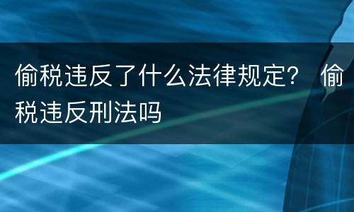 偷税违反了什么法律规定？ 偷税违反刑法吗